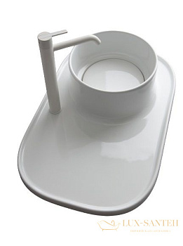 раковина white ceramic upper w300701 накладная 70x45х16 с накладкой и с отверстием п/с, белый глянцевый