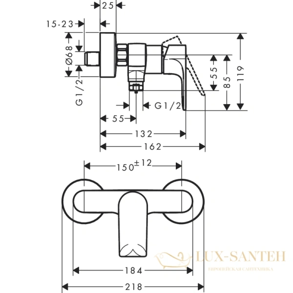 смеситель для душа hansgrohe rebris 72650670