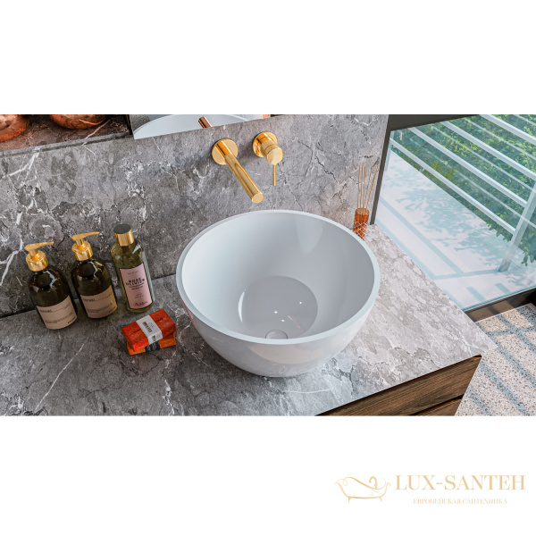 умывальник whitecross amethyst d=50, белый глянец иск. камень