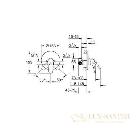 смеситель grohe eurostyle 23725003 для душа, хром
