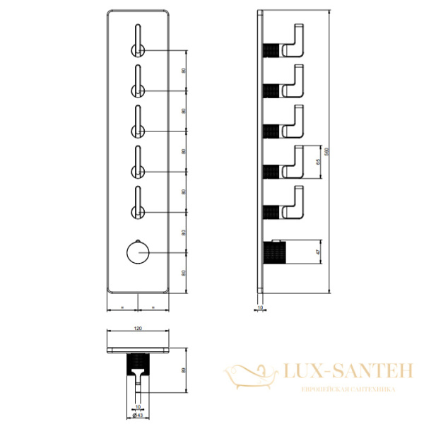 термостат gessi inciso 58210.299 для ванны, black xl