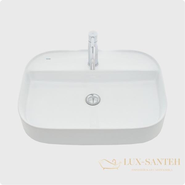 раковина накладная aquame aqm5003, 610*450 мм, 1 отверстие под смеситель, белый глянцевый