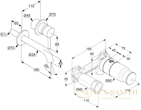 смеситель для раковины встраиваемый kludi bozz set 382445376s, со встроенной частью, белый матовый