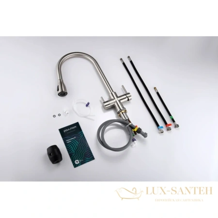 смеситель paulmark lange la214212-ni для кухни с подключением к фильтру, никель