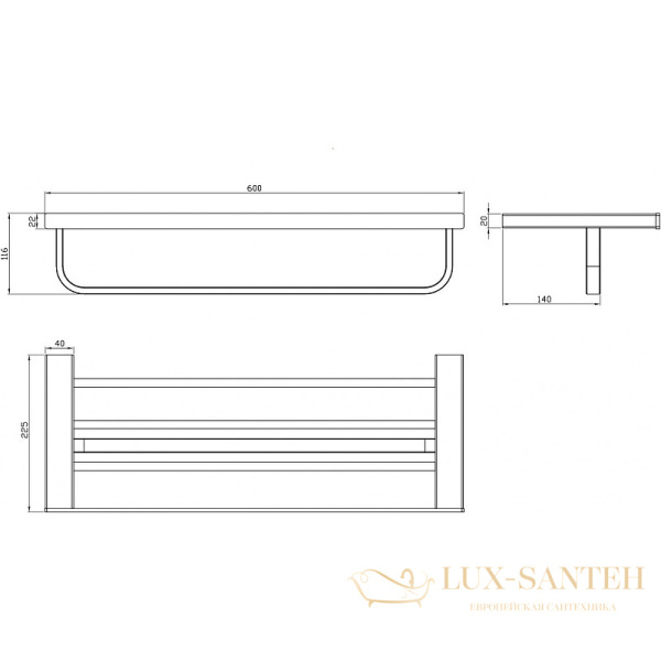 полка milacio ultra mcu.955.ss для полотенец, нержавеющая сталь