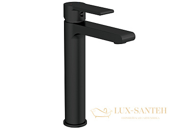 смеситель высокий для раковины cersanit brasko black 63111 с донным клапаном, черный матовый