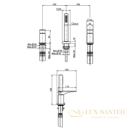 смеситель на борт ванны fima carlo frattini zeta, на 3 отверстия, f3974/1ncr, хром
