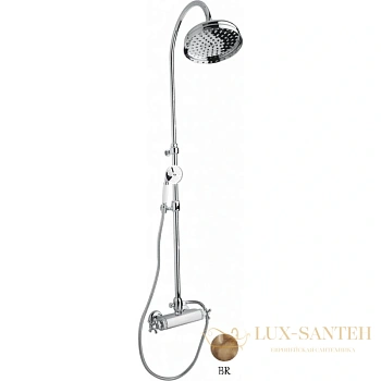 душевая колонна cezares golf golf-cd-t-02 с термостатическим смесителем, верхним и ручным душем, бронза