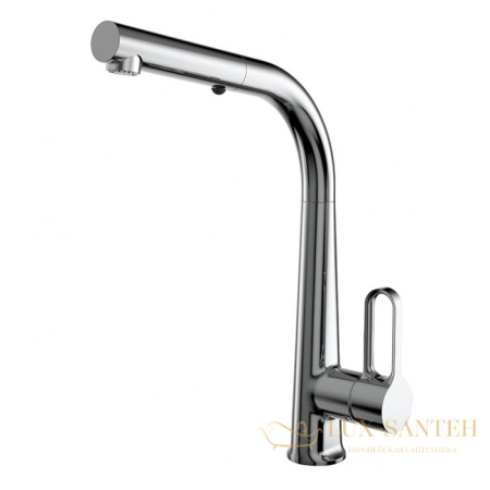 смеситель для кухни skinny fima carlo frattini kitchen, f7026cr, с выдвижным поворотным изливом, хром