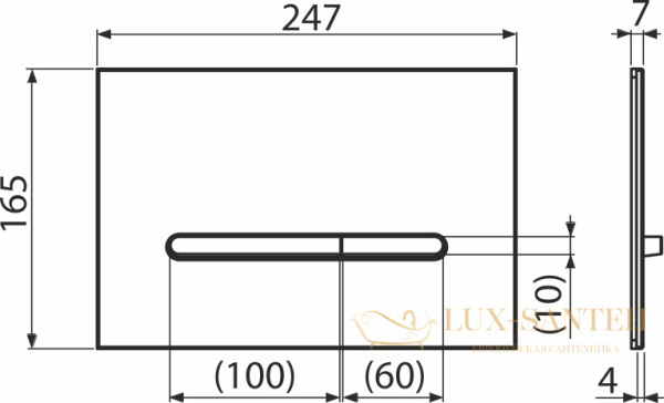 кнопка управления alcaplast flat, ray-gl1204, для скрытых систем инсталляции, белый