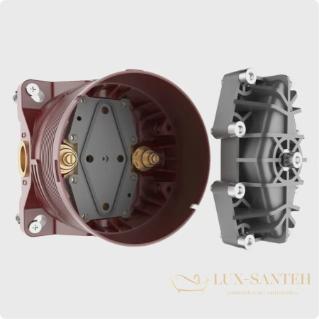 термостат встраиваемый для душа aquame aqm8801mb, на 2 потребителя, черный матовый