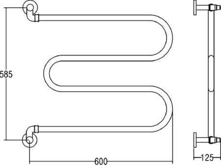 полотенцесушитель водяной margaroli vento 400go, высота 58.5 см, ширина 60 см, золото
