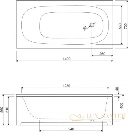 панель фронтальная cezares eco eco-140-scr-w37 140 см, белый