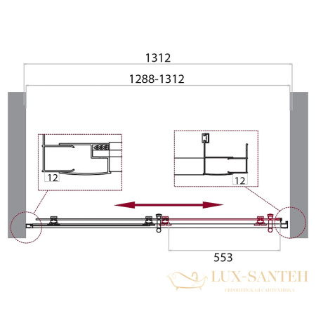 душевая дверь belbagno uno uno-195-bf-1-130-ch-cr 130 см профиль хром, стекло шиншилла 