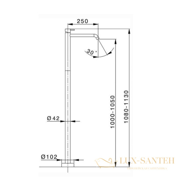 смеситель для раковины напольный cisal less new, ln01451040, внешняя часть, черный матовый