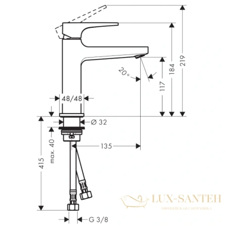 cмеситель для раковины hansgrohe metropol 110 74507000 со сливным клапаном push-open