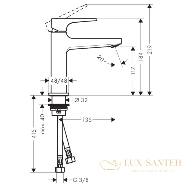 cмеситель для раковины hansgrohe metropol 110 74507000 со сливным клапаном push-open
