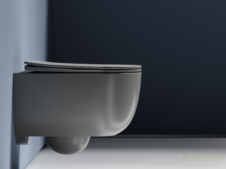 унитаз подвесной ceramica nova modena cn6063mh безободковый, с сиденьем микролифт, антрацит матовый