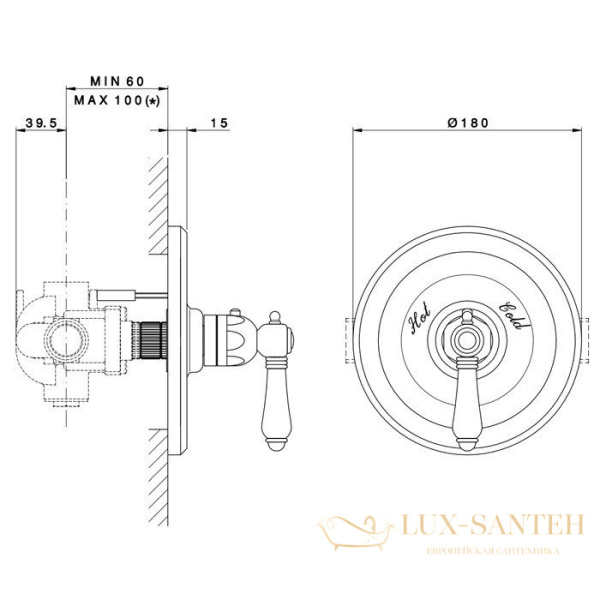термостат встраиваемый nicolazzi el capitan, 4914bz69, внешняя часть, 3/4", бронза