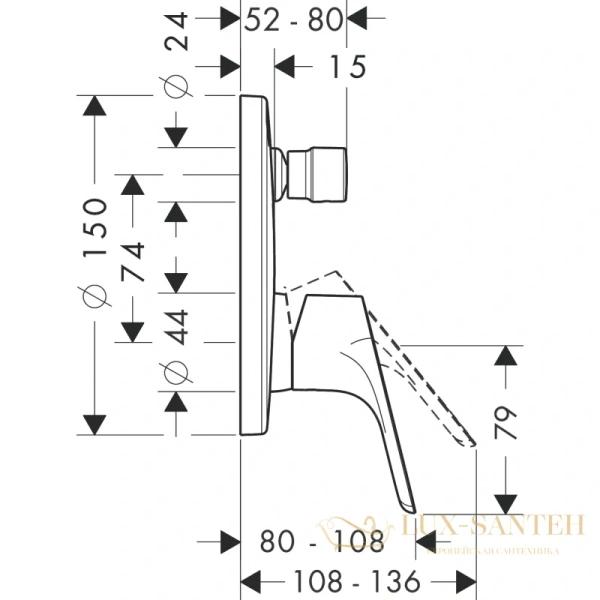 смеситель для ванны hansgrohe focus e2 31946000, хром