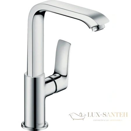 смеситель для раковины hansgrohe metris 31187000 с поворотным изливом и сливным клапаном push-open