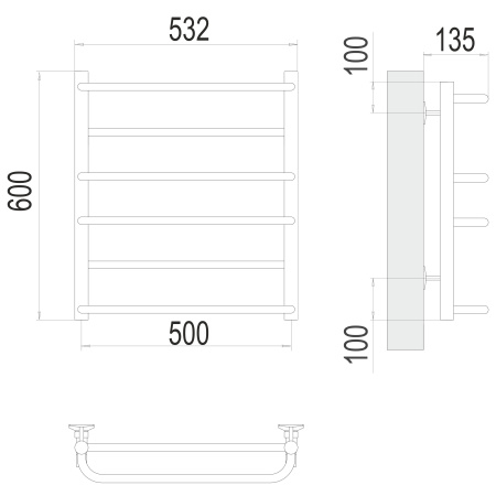 полотенцесушитель водяной terminus евромикс 4670078530141 п6 500х600