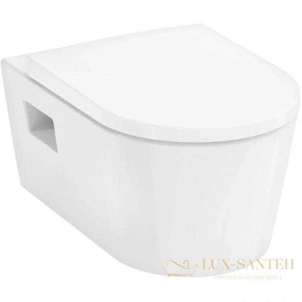 унитаз подвесной, hansgrohe elupura original q, 60142450, 540х360 безободковый без сиденья, белый глянцевый