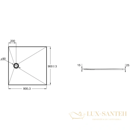 душевой поддон jacob delafon tolbiac e6d327ru-wpm из литого мрамора 90х90 см, белый матовый