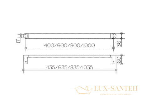 держатель для полотенец keuco elegance 11601011000, 1000 мм, подвесной, латунь/хром