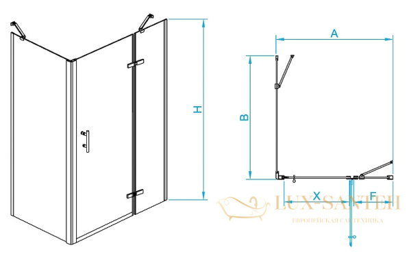 душевой уголок rgw passage 41087798-084r pa-77b r 90x80, профиль черный, стекло прозрачное