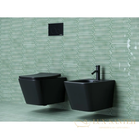 подвесной безободковый унитаз ceramica nova metric cn3007mb с сиденьем микролифт, черный матовый