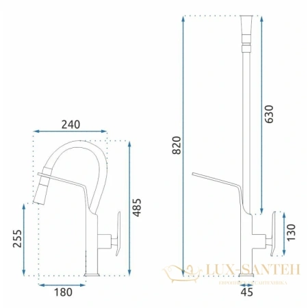 смеситель rea castor rea-b6936 для кухни, золотой/черный матовый
