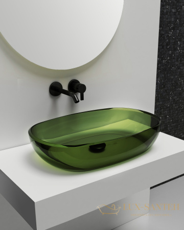 раковина накладная прозрачная abber kristall at2805aquamarin, 60х40 см, зеленый