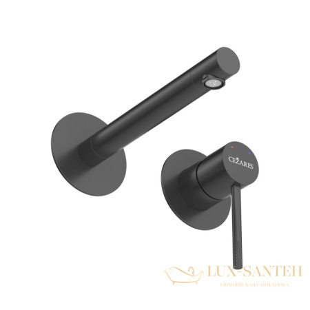 смеситель для раковины встраиваемый cezares relax-bli2-2-nop-w0, со встроенной частью, без донного клапана, черный матовый