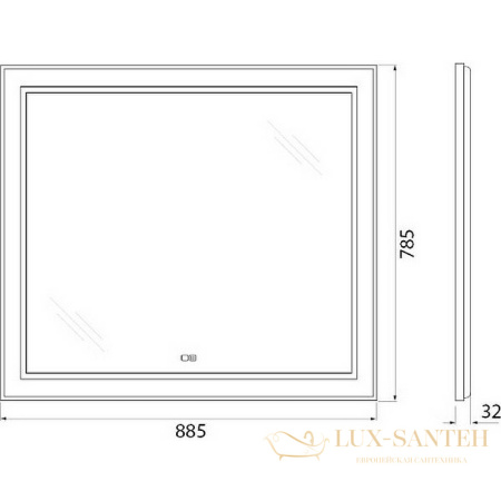 зеркало belbagno kraft spc-kraft-885-785-tch-warm 88.5 см с подсветкой, с подогревом, с сенсорным выключателем, сатин