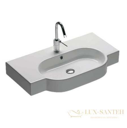 раковина hatria area y0up01, 81х45 см, 1 отверстие для смесителя, с переливом, подвесная/встраиваемая, белый глянцевый