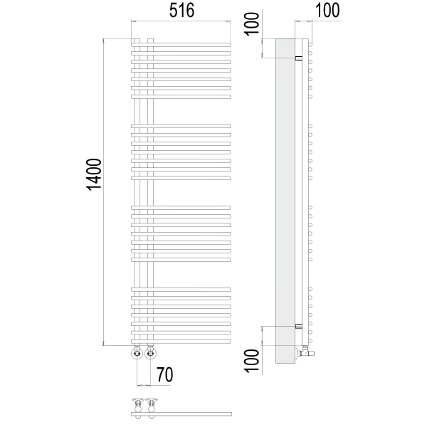 полотенцесушитель водяной terminus астра 4670078530516 п28 70x1400