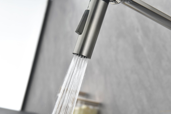 смеситель для кухни с гибким изливом paulmark barrel ba214029-bs, нержавеющая сталь