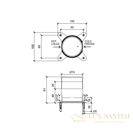 встраиваемая часть almar e134012, напольного смесителя для раковины