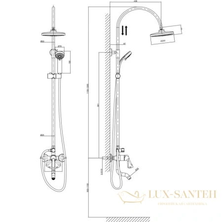 душевая система d&k rhein.ambrosius da1343701c11 200 мм, хром