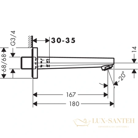 излив для ванны 167 мм hansgrohe metropol 32542000 хром