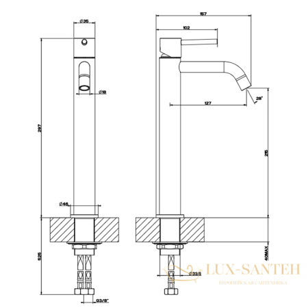 смеситель для раковины без донного клапана gessi emporio via tortona 18604.299, black xl
