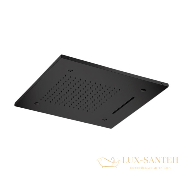 верхний душ встраиваемый 500х500 мм, almar chromoterapy e044139.mb, с хромотерапией, 3 режима, черный матовый