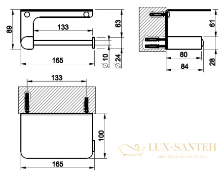 бумагодержатель gessi rilievo 59449.030 с полочкой для телефона, copper pvd