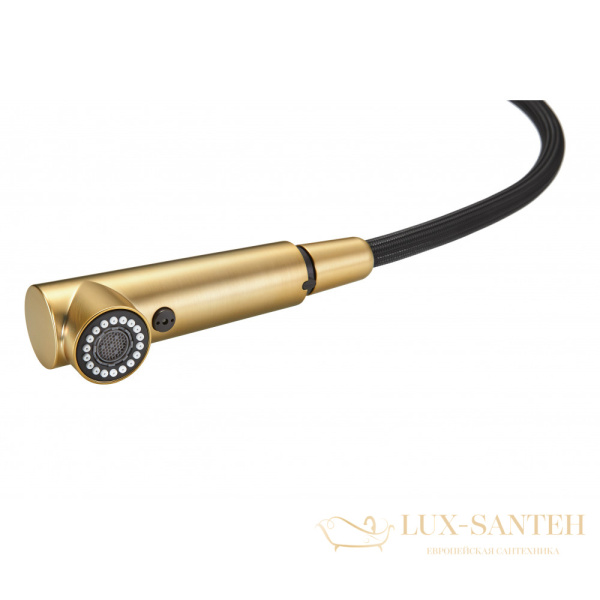 смеситель для кухни под фильтр с выдвижным изливом milacio mcu.561.gd, золото брашированное