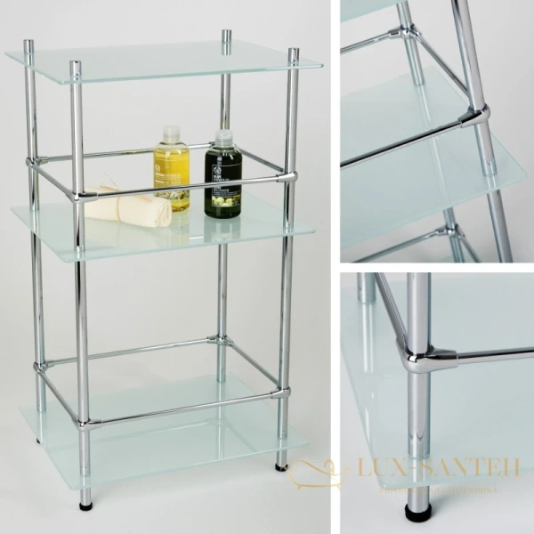 напольная стеклянная полка wasserkraft bm k-4033 40 см, хром