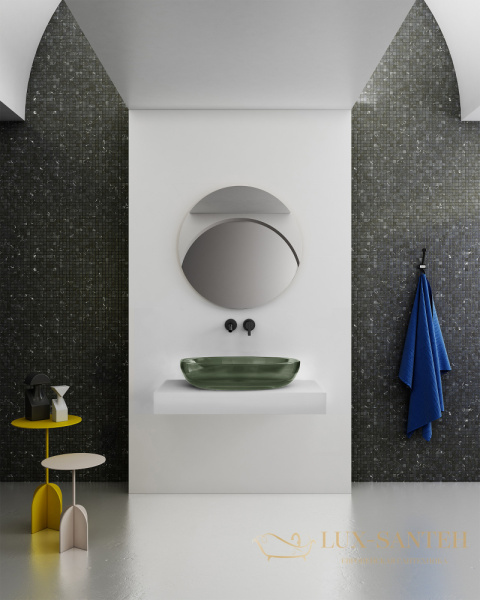 раковина накладная прозрачная abber kristall at2801vesuvian, 60х40 см, оливковый