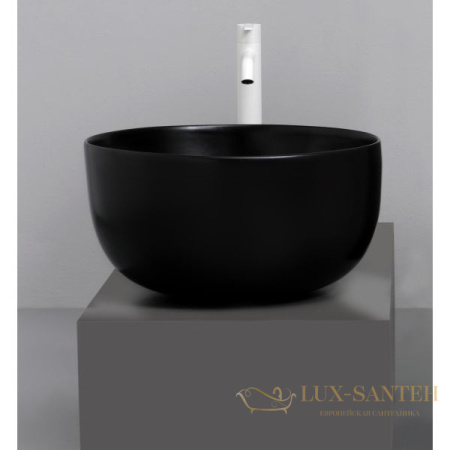 раковина круглая white ceramic dome w030705 накладная ø44,5x24 см, черный матовый