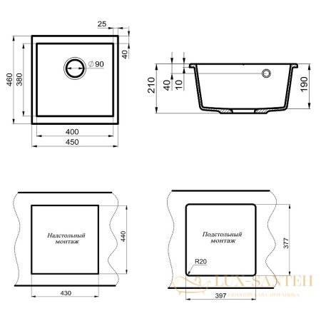 кухонная мойка milacio leon mc.77094 45 см, бежевый