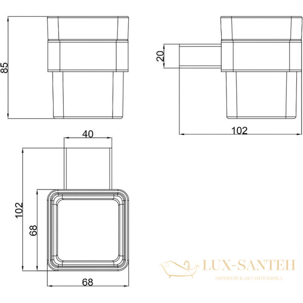 стакан для зубных щеток milacio ultra mcu.951.ss, нержавеющая сталь